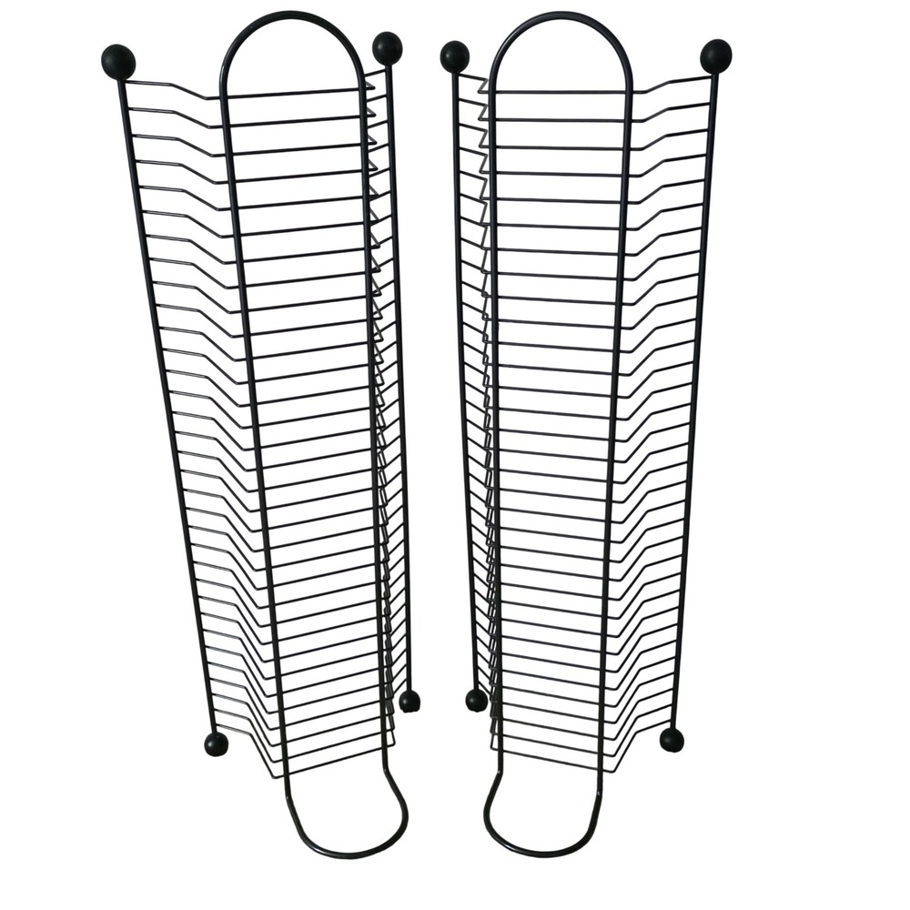 Vintage DVD Video Game Tower Set 2 Metal Black Wire Media Storage Rack Organizer